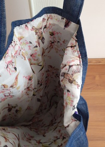 Çiçekli Dantel Detaylı Kot Kol Çantası - Görsel 5