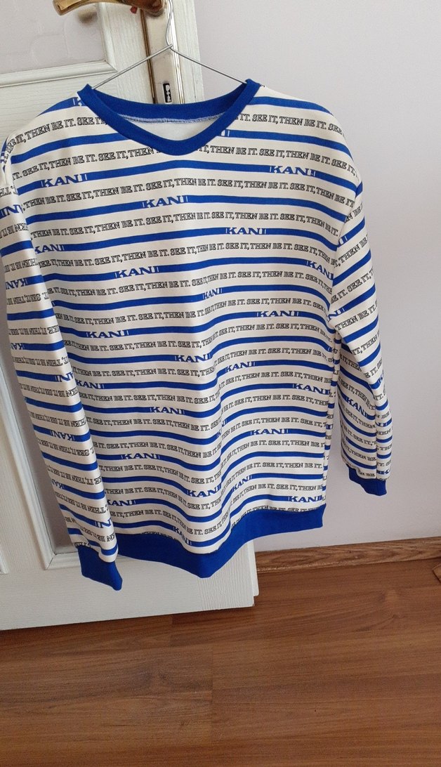 Mavi Baskılı Salaş Hamile Kazak - Görsel 2