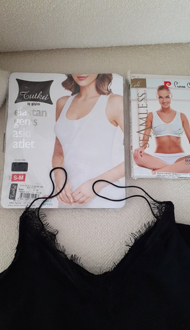 Siyah Dantelli İnce Askılı Atlet - Görsel 2