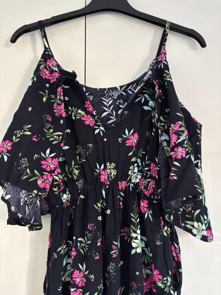 Çiçek Desenli Bohem Straplez Hamile Tulum - Görsel 2