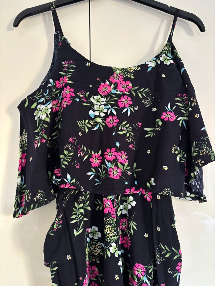 Çiçek Desenli Bohem Straplez Hamile Tulum - Görsel 5