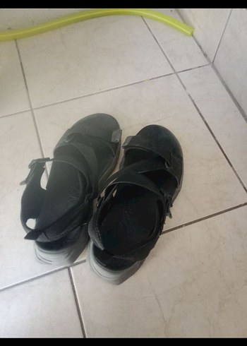 Erkek Siyah Gri Tokalı Kauçuk Sandalet - Görsel 2