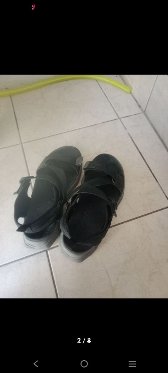 Erkek Siyah Gri Tokalı Kauçuk Sandalet - Görsel 2