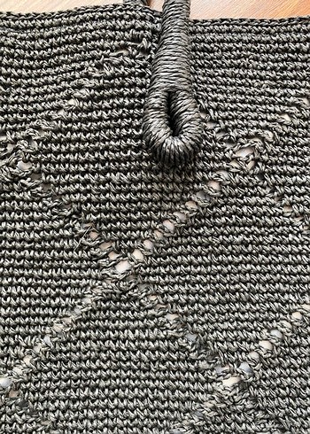 Macrome İp Örme Siyah Kadın Çanta - Görsel 2