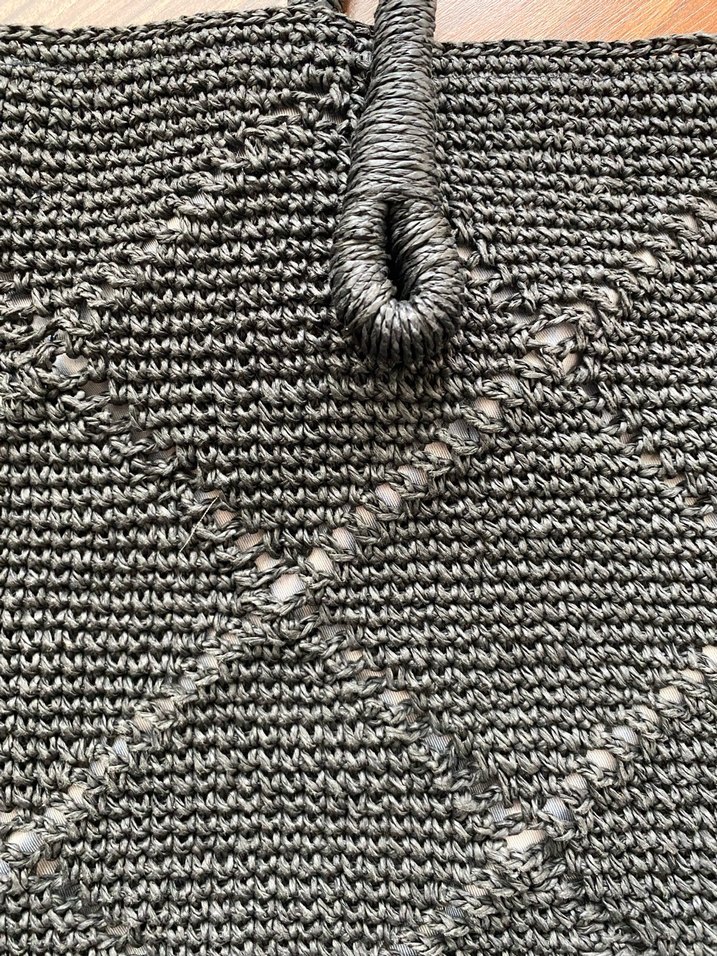 Macrome İp Örme Siyah Kadın Çanta - Görsel 2