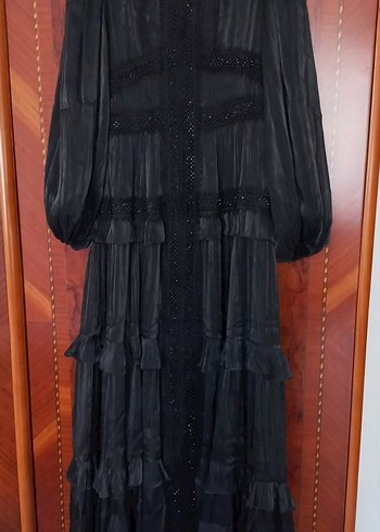 Uzun Siyah Gotik Kadın Elbise