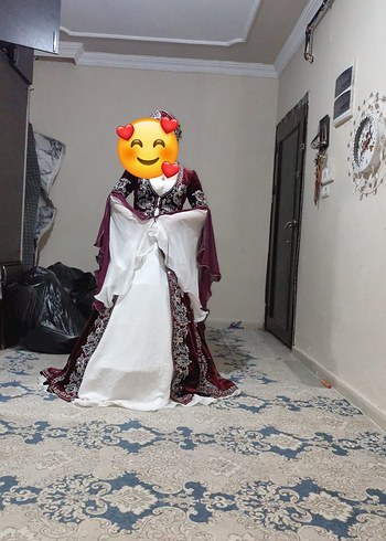 Bordo Kapüşonlu Nakışlı Kadın Hint Elbisesi