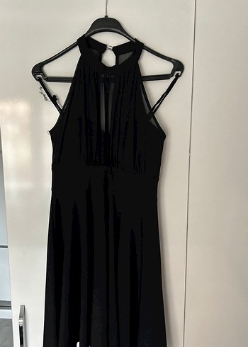 Siyah Uzun Drapeli Gotik Abiye Elbise