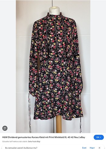 H&M Çiçek Desenli Bohem Uzun Kollu Mini Elbise