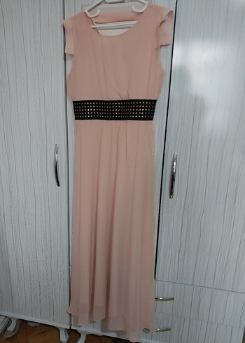 Pembe-Pudra Uzun Kadın Elbise abiye