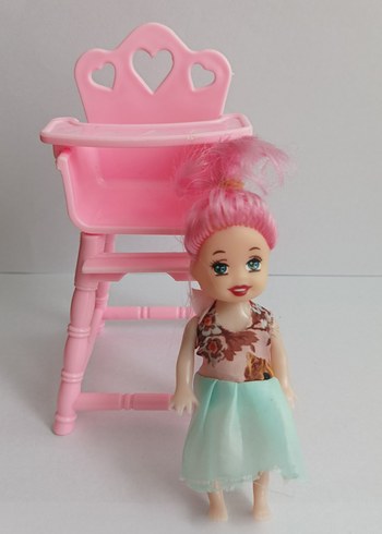 Pembe Pastel Bebek ve Mama Sandalyesi - Görsel 2