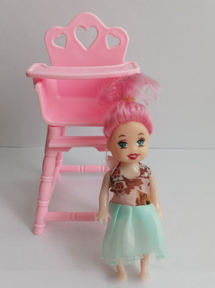 Pembe Pastel Bebek ve Mama Sandalyesi - Görsel 2