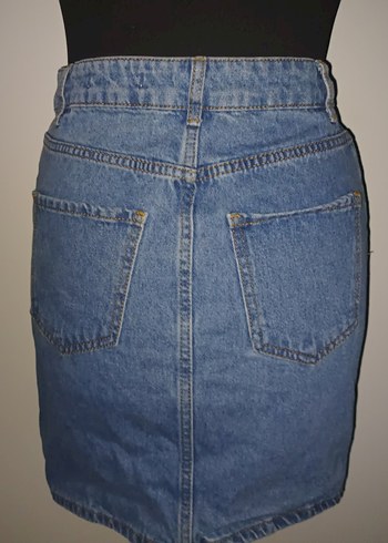 Fermuarlı Mavi Denim Mini Etek - Görsel 2