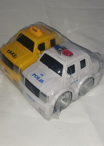 Sarı Taksi ve Beyaz Polis Oyuncak Arabalar - Görsel 2