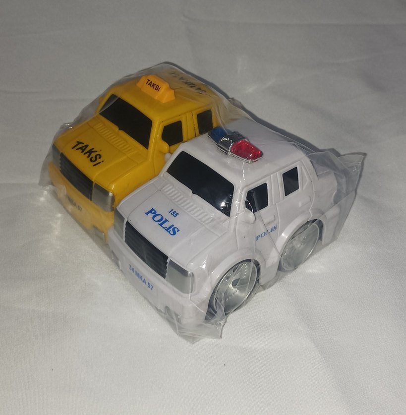 Sarı Taksi ve Beyaz Polis Oyuncak Arabalar - Görsel 2