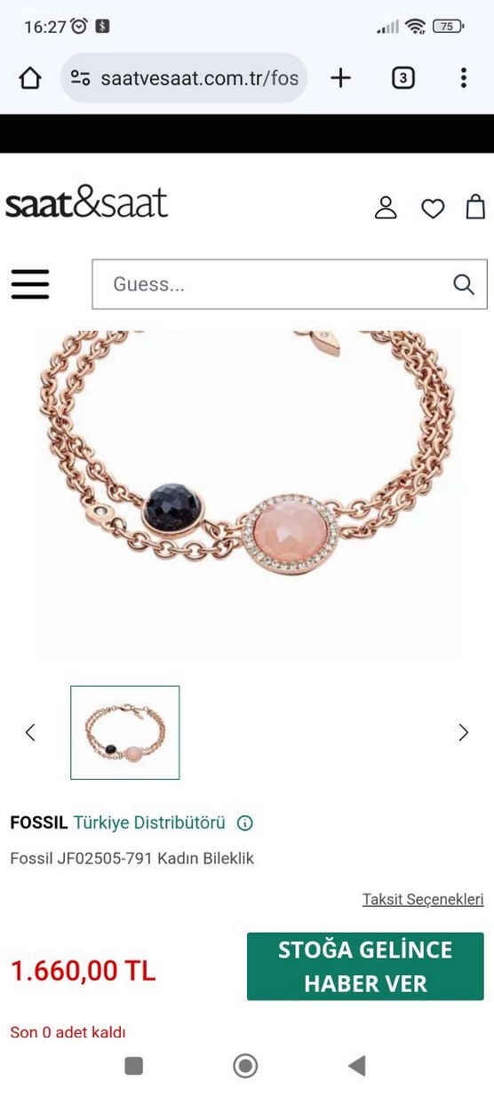 Fossil Zincir Detaylı Altın Renk Bileklik - Görsel 3