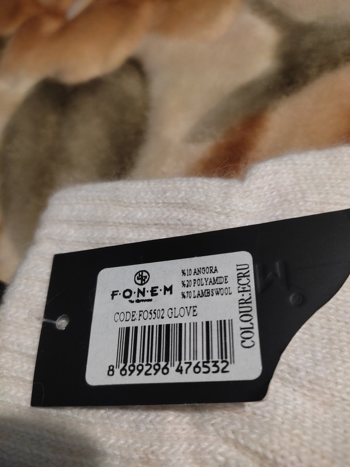 Ekru Yünlü Kadın Eldiveni - Görsel 3