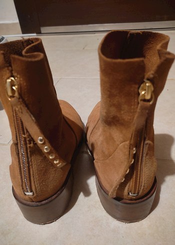 Kahverengi Süet Arkadan Fermuarlı Bot - Görsel 4