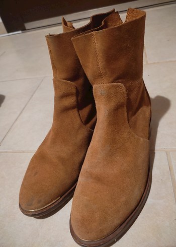 Kahverengi Süet Arkadan Fermuarlı Bot - Görsel 2