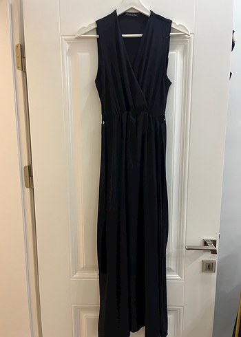 Siyah Kemerli Uzun Kadın Elbise - Görsel 5