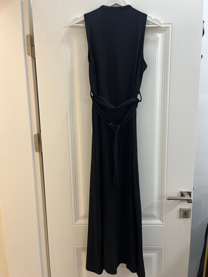 Siyah Kemerli Uzun Kadın Elbise - Görsel 3