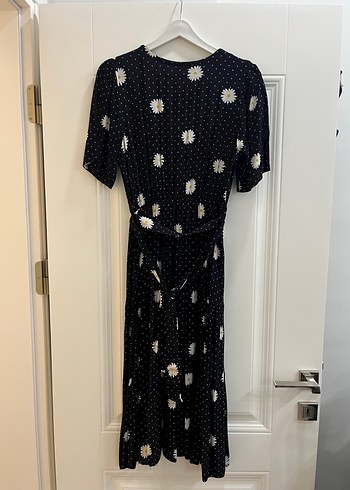 Siyah Papatya Desenli Uzun Elbise - Görsel 2