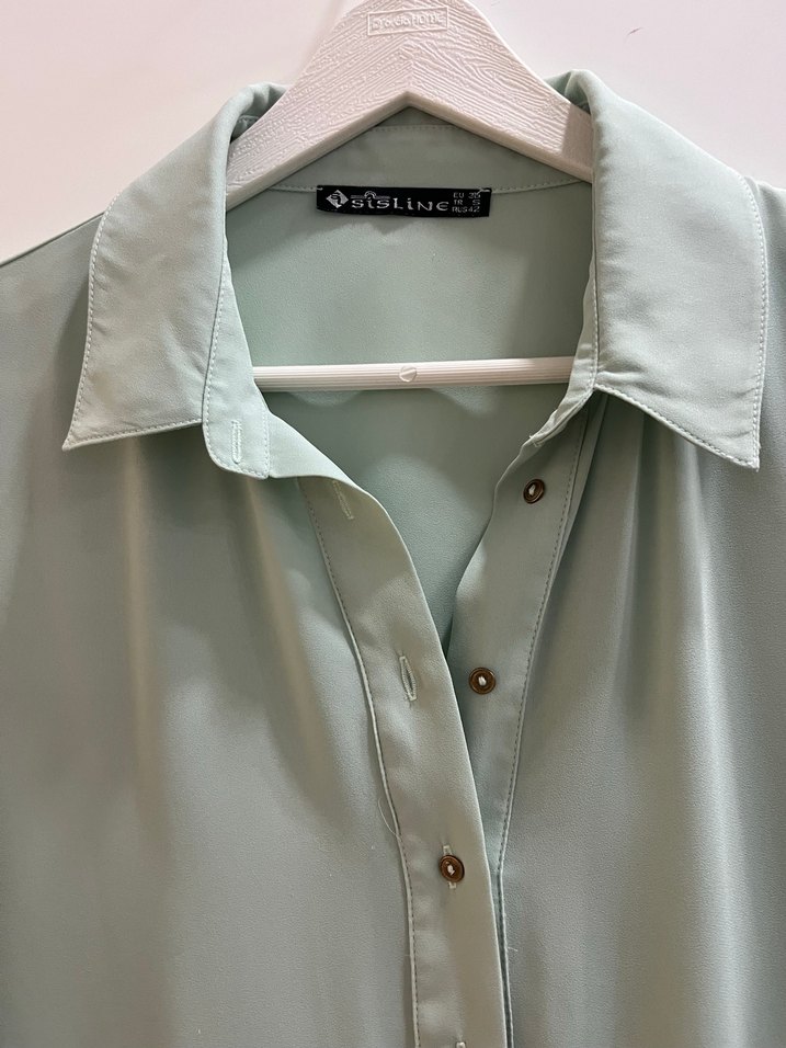 Piliseli Mini Yeşil Şifon Kadın Bluz - Görsel 5