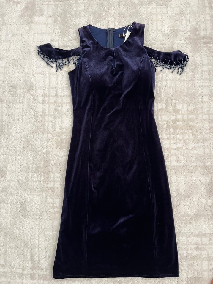 Kadın Lacivert Midi Boy Abiye Elbise - Görsel 2