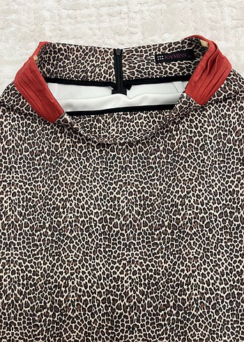 Kahverengi Leopar Desenli Kadın Midi Etek - Görsel 3