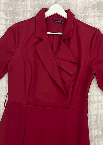 Trendyol & Milla Bordo Dirsek Kollu Modern Klasik Elbise