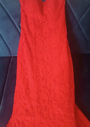 Kırmızı  Uzun Straplez Abiye - Görsel 2