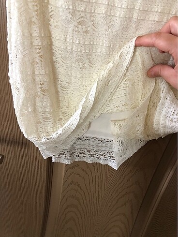 40 Beden Krem mini elbise