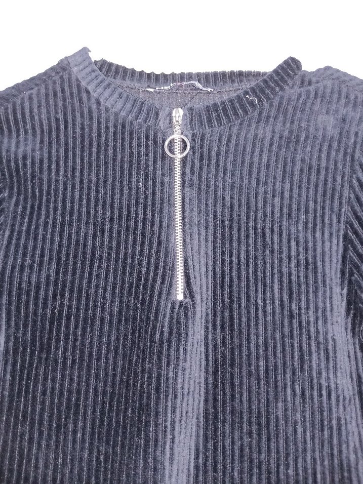 kadife uzun kollu elbise - Görsel 2