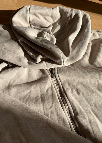 Bej fermuarlı sweatshırt