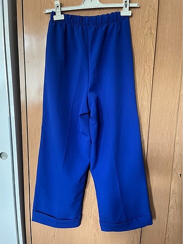 36 Beden mavi Renk Beli lastikli duble paça pantolon