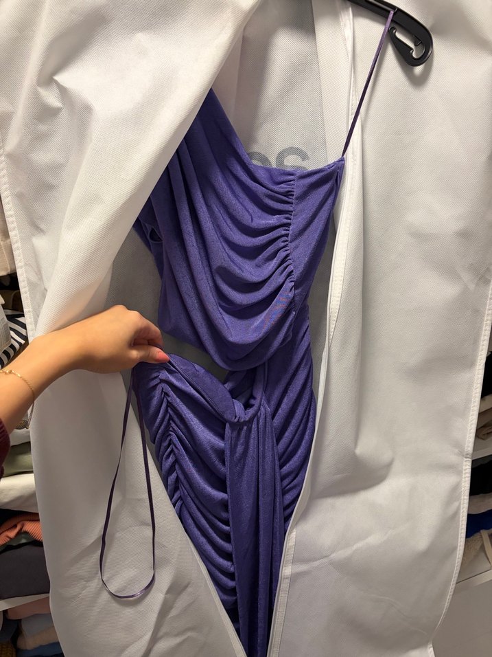 Mor Drapeli Uzun Abiye Elbise - Görsel 3