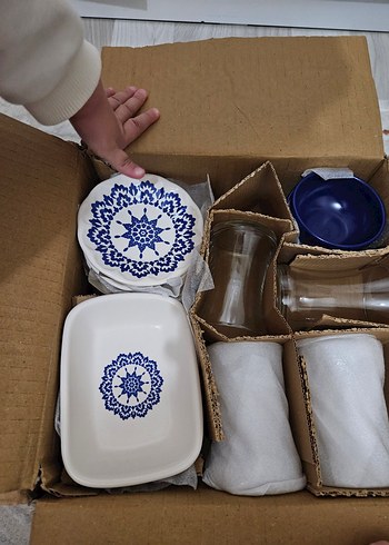 Diğer Keramika Mavi Desenli Kahvaltı Takımı