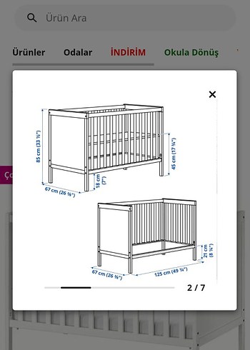 Ikea Beyaz Bebek Beşiği Gri Detaylı