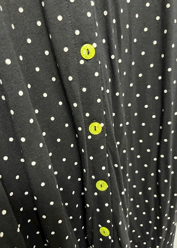 Uzun Siyah Puantiyeli penye elbise - Görsel 2