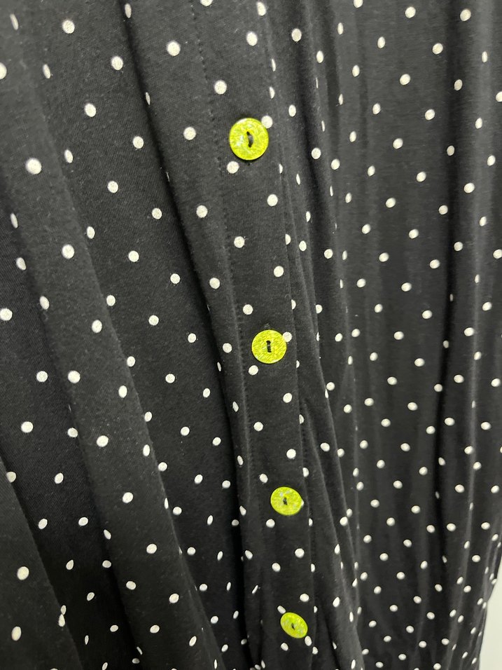 Uzun Siyah Puantiyeli penye elbise - Görsel 2