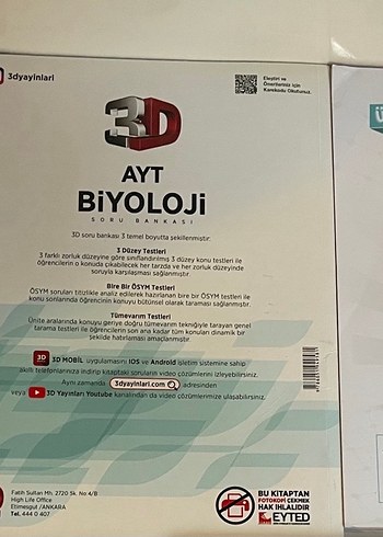 3D APOTEMI PALME AYT-TYT Biyoloji Soru Bankası