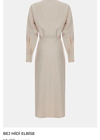 Bej Kemerli Uzun Keten Elbise w collection