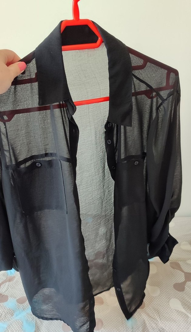 Düğmeli Siyah Midi Gömlek - Görsel 2