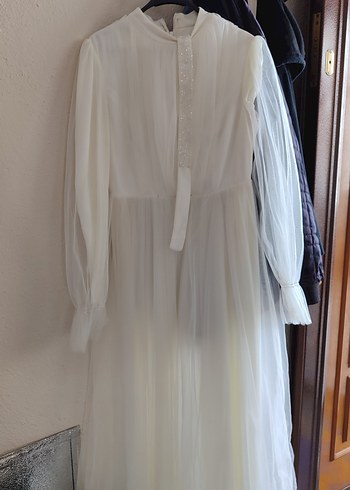 Uzun Kollu, Yüksek Yakalı Bohem A Kesim Gelinlik - Görsel 15