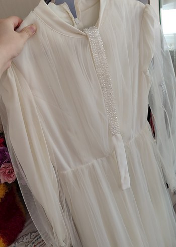 Uzun Kollu, Yüksek Yakalı Bohem A Kesim Gelinlik - Görsel 14