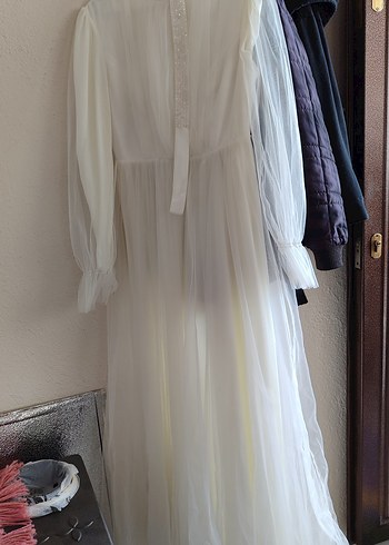 Uzun Kollu, Yüksek Yakalı Bohem A Kesim Gelinlik - Görsel 16