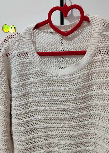 Beyaz Örgü Kadın Kazak - Görsel 3