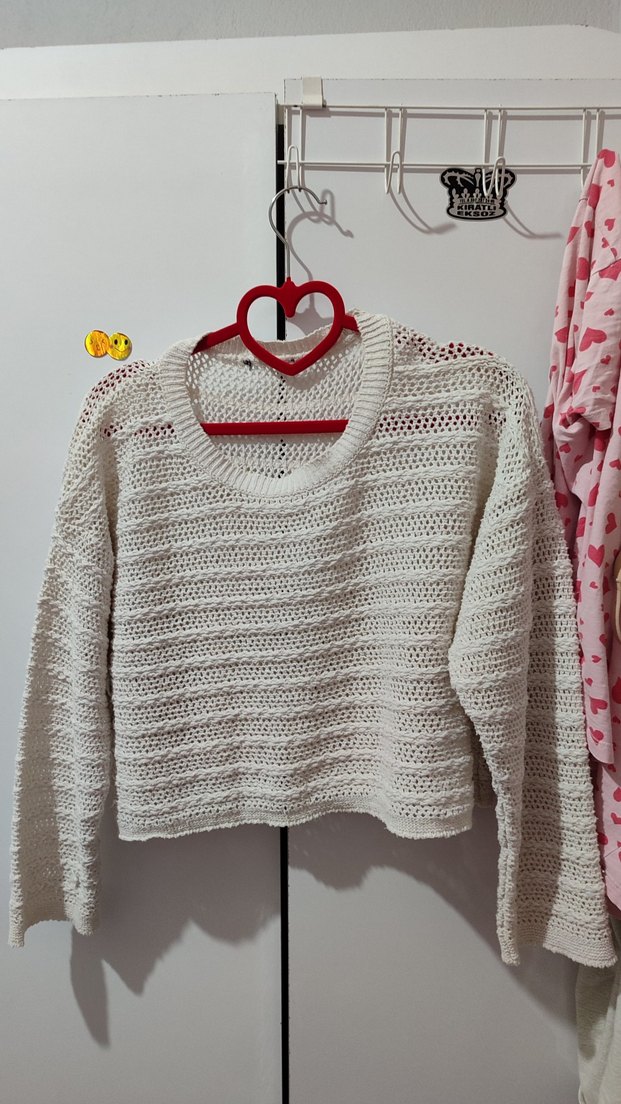 Beyaz Örgü Kadın Kazak - Görsel 2