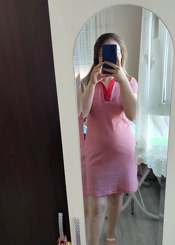 Kırmızı V Yaka Elbise - Görsel 6