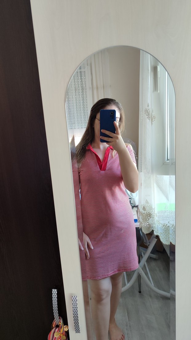 Kırmızı V Yaka Elbise - Görsel 2